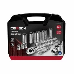 Crimson Force 18-Piece 3/8" Drive SAE Socket Set with Case - 7019307 - Premium Hand Tools for Mechanics & DIY Enthusiasts