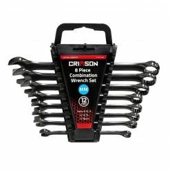 Crimson Force 8-Piece Metric Black Combination Wrench Set - Durable Hand Tool for Precision Work - Model 7019044