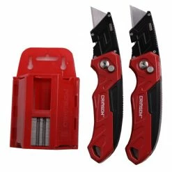 Crimson Force 2 Pack Utility Knife with 50 Blades - Heavy Duty Cutting Tools for DIY & Professional Use - Model 88-284-0204