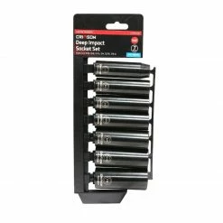 Crimson Force 7-Piece 1/2" Drive SAE Deep Impact Socket Set - Heavy Duty Tool Kit for Automotive and Industrial Use
