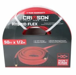 Crimson Force Air Hose Hybrid Flex 1/2" x 50' - RKF-89-891-0204-49633 - Durable Air Compressor Accessory