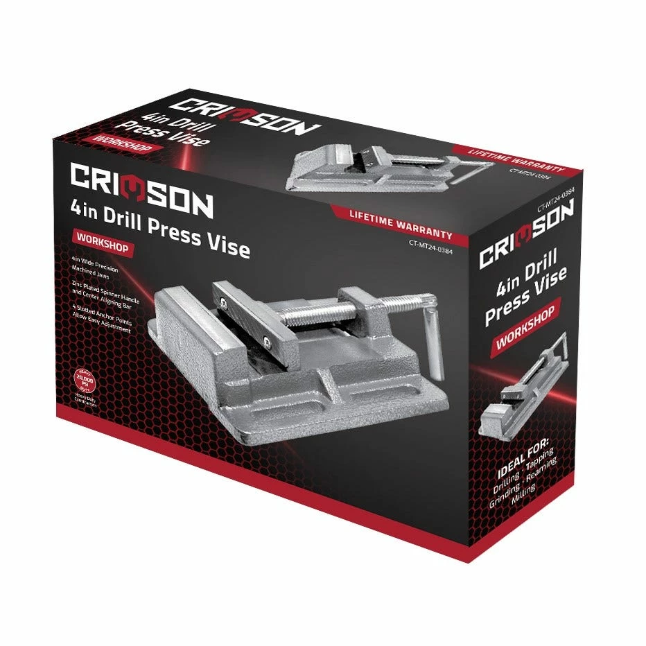 Crimson Force 4" Flat Drill Press Vise - Heavy Duty Tool for Precision Drilling - Model 7059120 1 Crimson Force 4" Flat Drill Press Vise - Heavy Duty Tool for Precision Drilling - Model 7059120