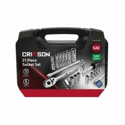 Crimson Force 21-Piece 1/4" Drive SAE Socket Set with Durable Case - 7019206