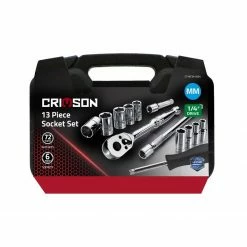 Crimson Force 13-Piece 1/4" Drive Metric Socket Set with Case - 7019205 - Precision Hand Tools for Professional Use
