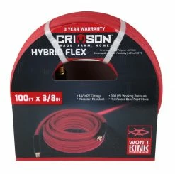 Crimson Force Air Hose Hybrid Flex 3/8" x 100' RKF-89-890-0204-49633 – Durable Air Compressor Accessories