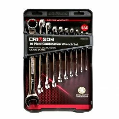 Crimson Force 10-Piece SAE Combination Wrench Set - Durable Hand Tools for Precision Work - 7019004