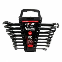 Crimson Force 8-Piece SAE Black Combination Wrench Set (7019043) - Durable Hand Tools for Precision Work